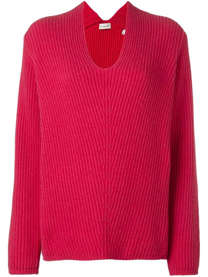 Moncler Ribbed Loose Fit Sweater, Women's, Size: Xs, Red, Cashmere/wool