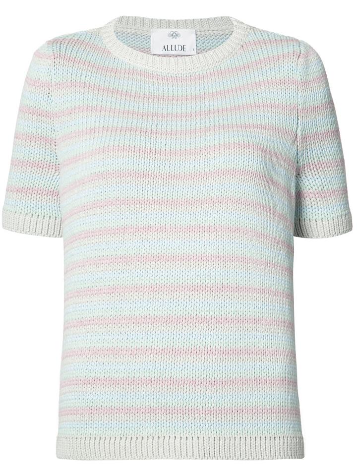 Allude Stripe Knitted Top, Women's, Size: Medium, Pink, Cotton/polyester