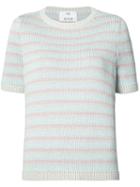 Allude Stripe Knitted Top, Women's, Size: Medium, Pink, Cotton/polyester