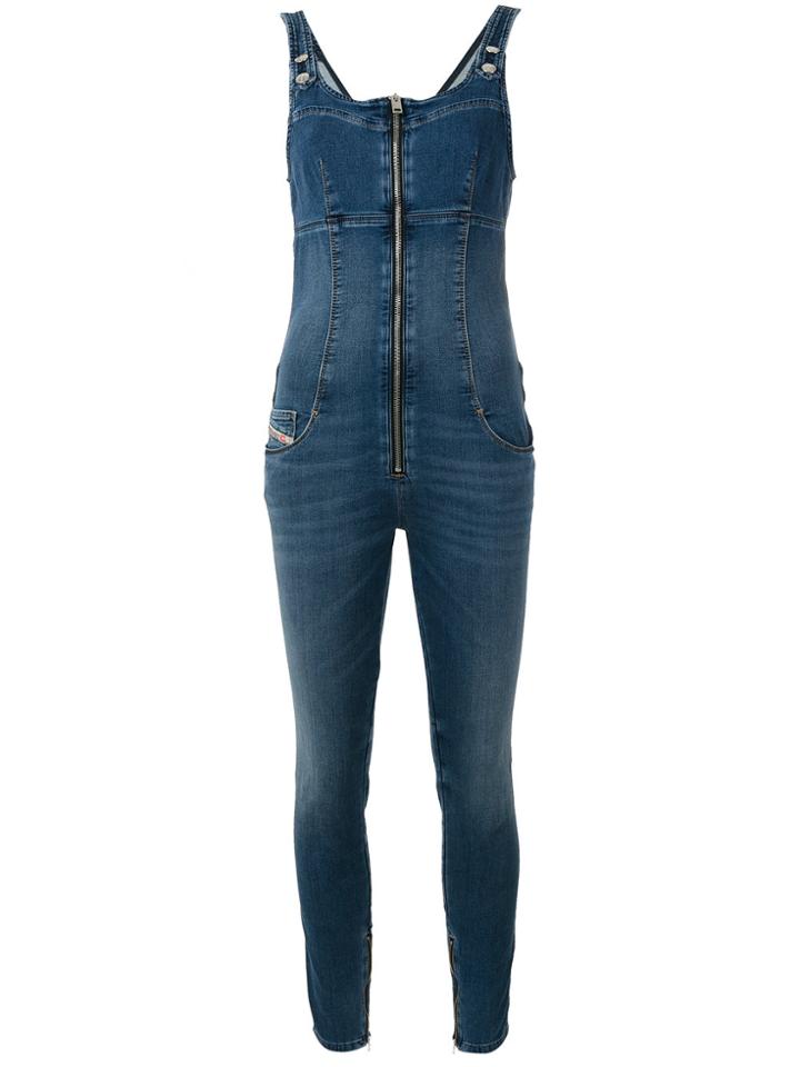 Diesel Zip Up Dungarees - Blue