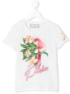 Philipp Plein Kids Floral Print T-shirt, Girl's, Size: 10 Yrs, White