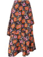 Marni Floral Print Asymmetric Skirt, Women's, Size: 42, Brown, Viscose