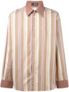 Versace Vintage Striped 'greca' Shirt, Men's, Size: 52, Brown