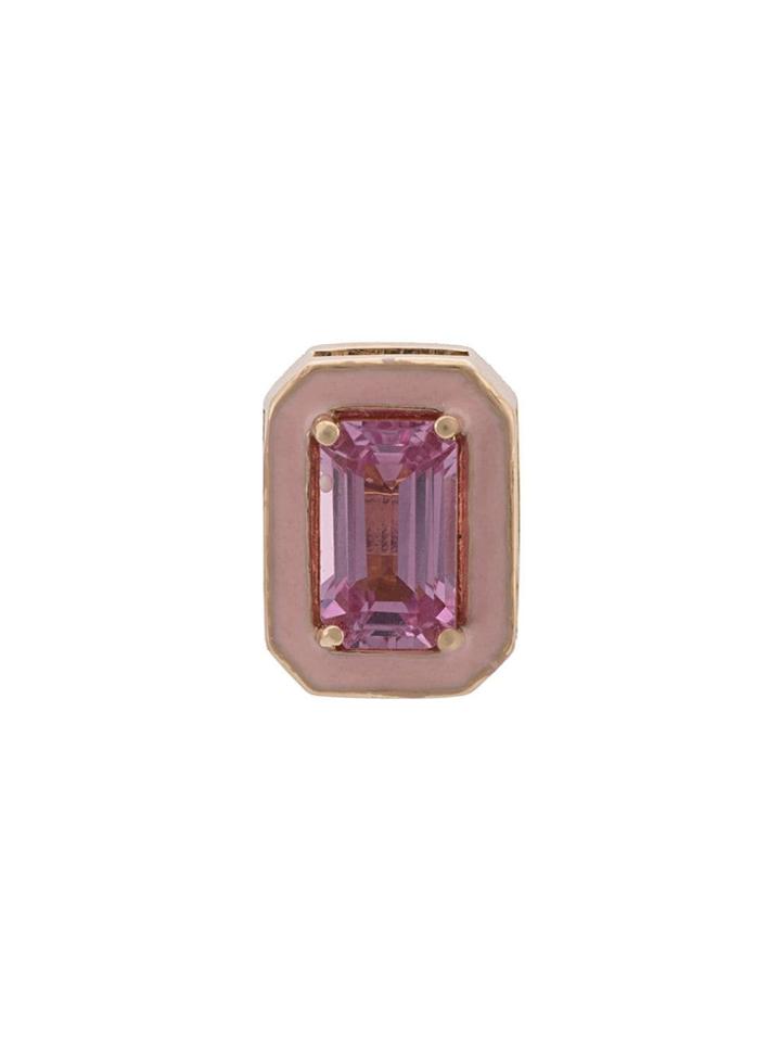Alison Lou 14kt Yellow Gold Pink Sapphire Stud