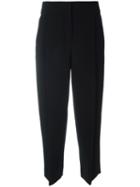 Giorgio Armani Pleated Front Cropped Pants, Women's, Size: 42, Black, Polyester/spandex/elastane/triacetate