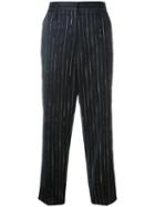Golden Goose Deluxe Brand Pinstripe Trousers, Women's, Size: Small, Blue, Cotton/virgin Wool/viscose/cotton