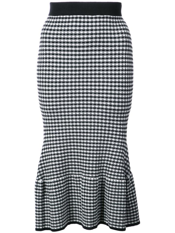 Jonathan Simkhai Gingham Flared Pencil Skirt - Black