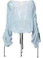 By. Bonnie Young Off Shoulder Tie Detail Top - Blue