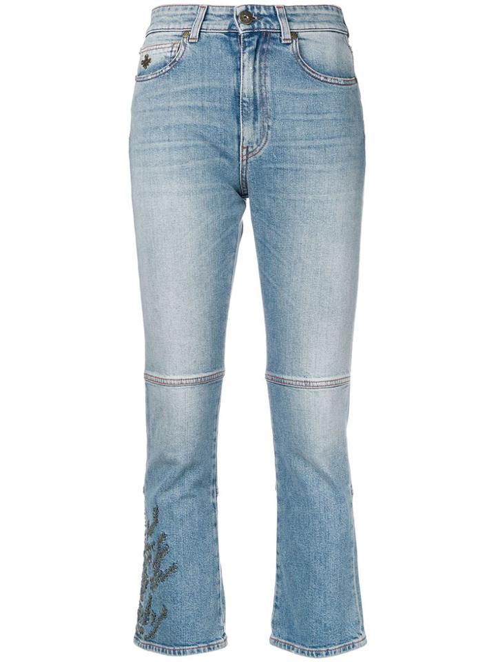 Mr & Mrs Italy Embroidered Cropped Jeans - Blue
