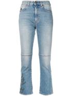 Mr & Mrs Italy Embroidered Cropped Jeans - Blue
