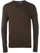 Polo Ralph Lauren V Neck Jumper, Men's, Size: Xl, Brown, Polyester/wool