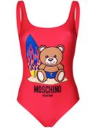 Moschino Teddy Scoop Back Swimsuit - Red