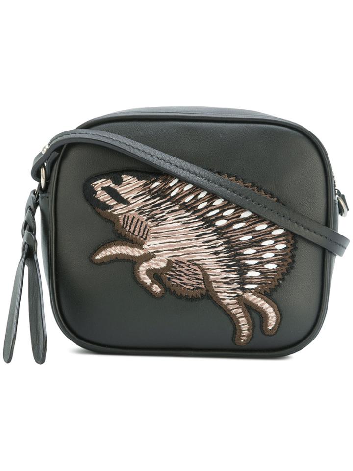 Alexander Mcqueen Mini Embroidered Crossbody Bag - Black