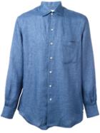 Loro Piana Plain Shirt, Men's, Size: Medium, Blue, Linen/flax