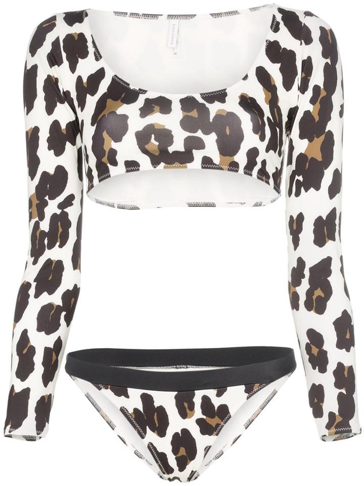 Solid & Striped Leopard Print Colette Top And Stacey Bottoms - Brown