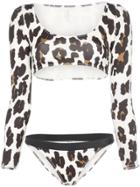 Solid & Striped Leopard Print Colette Top And Stacey Bottoms - Brown