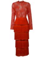 Daizy Shely Fringe Tiered Lace Dress