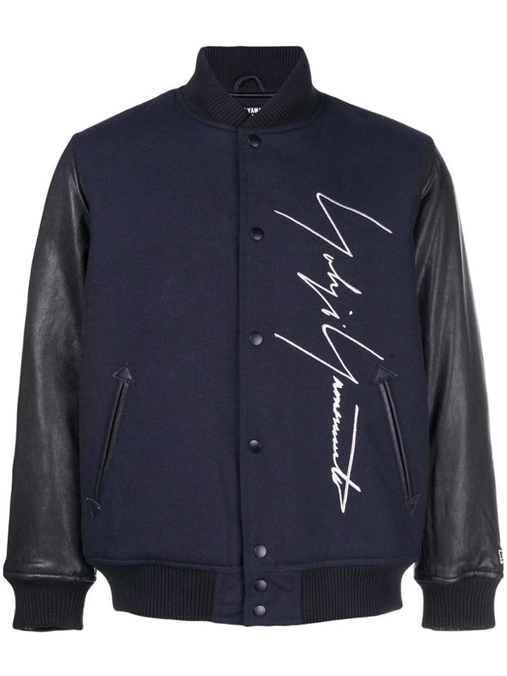 Yohji Yamamoto Signature Logo Bomber Jacket - Blue