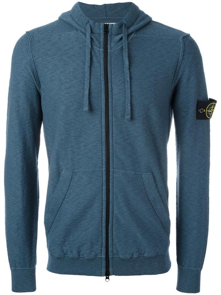 Stone Island Zip Hoodie, Men's, Size: Small, Blue, Polyamide/cotton