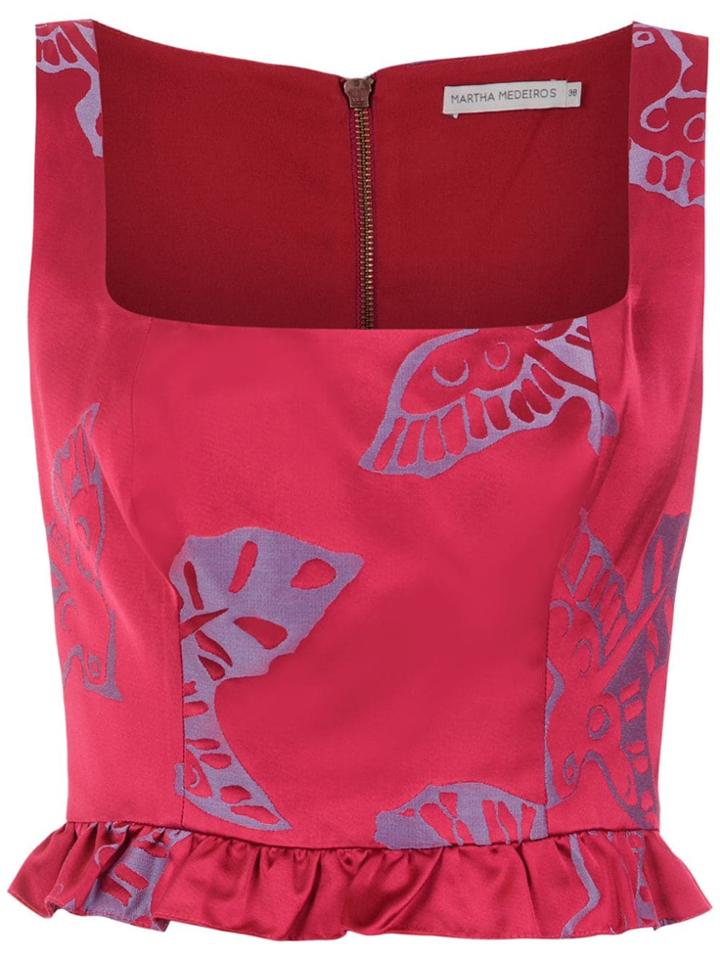 Martha Medeiros Jacquard Cropped Top - Pink & Purple