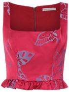 Martha Medeiros Jacquard Cropped Top - Pink & Purple
