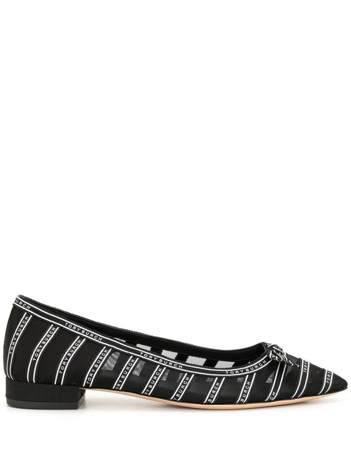 Tory Burch Logo Pointed Pumps - Blue