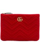 Gucci Gg Marmont 2.0 Matelassé Velvet Clutch - Red