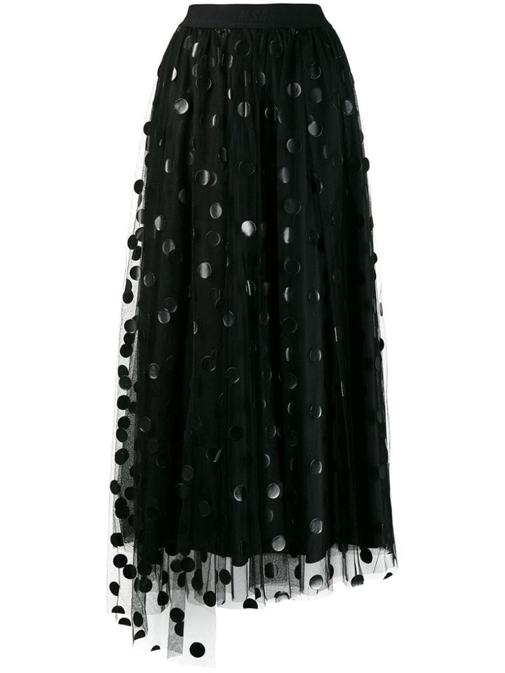 Msgm Dotted Maxi Skirt - Black