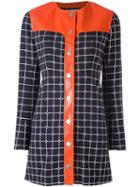 Courrèges 'grid' Shirt Dress, Women's, Size: 40, Blue, Viscose/cotton/polyurethane/polyester