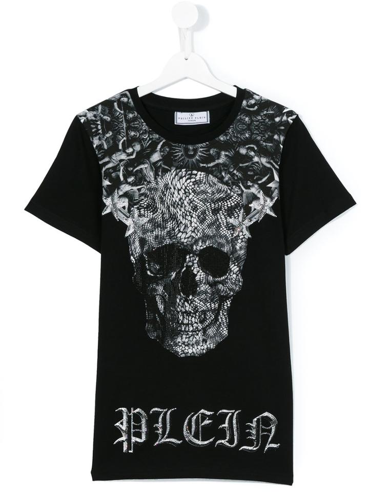 Philipp Plein Kids - Teen Printed T-shirt - Kids - Cotton - 16 Yrs, Boy's, Black
