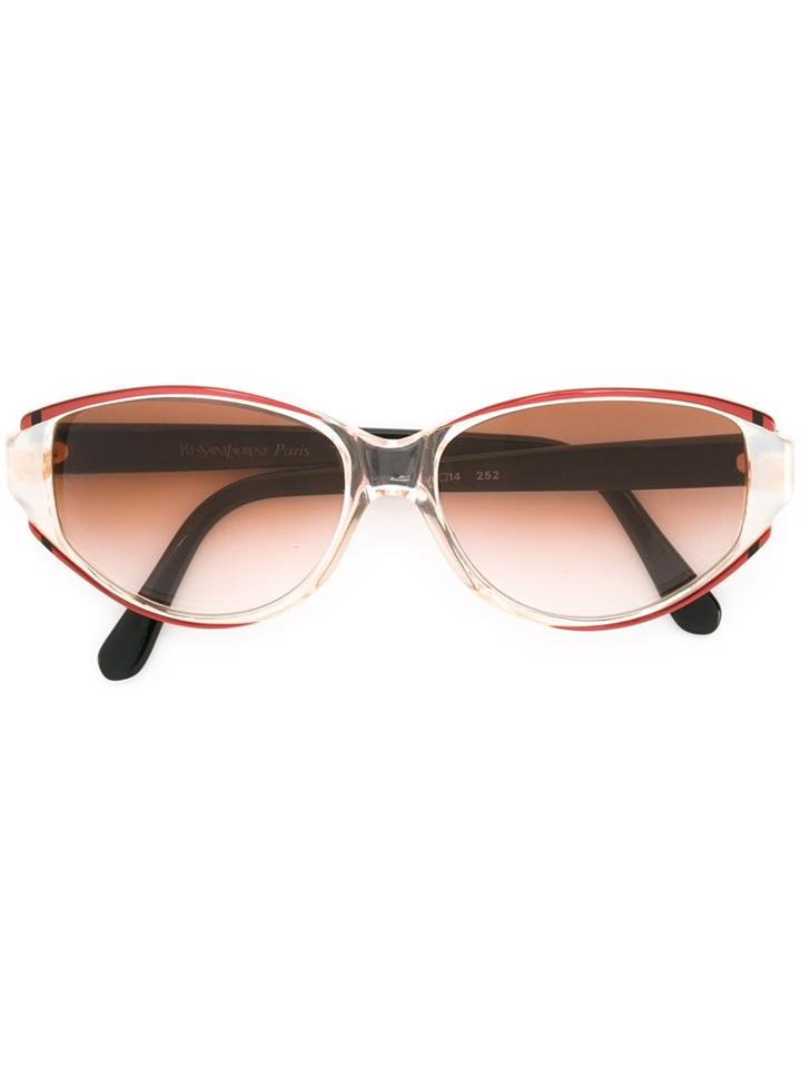 Yves Saint Laurent Vintage Oval Frame Sunglasses, Women's, Red
