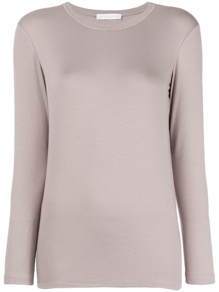 Fabiana Filippi Beaded Neckline Fine-knit Sweater - Grey