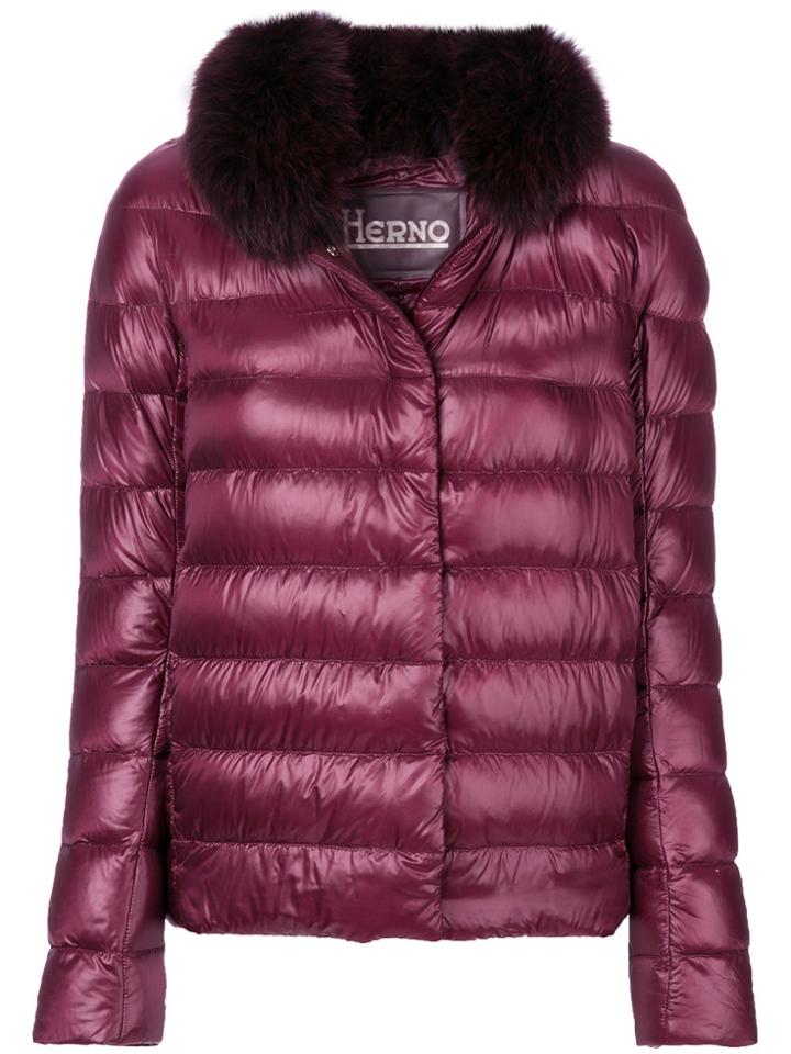 Herno Fur Trim Puffer Jacket - Red