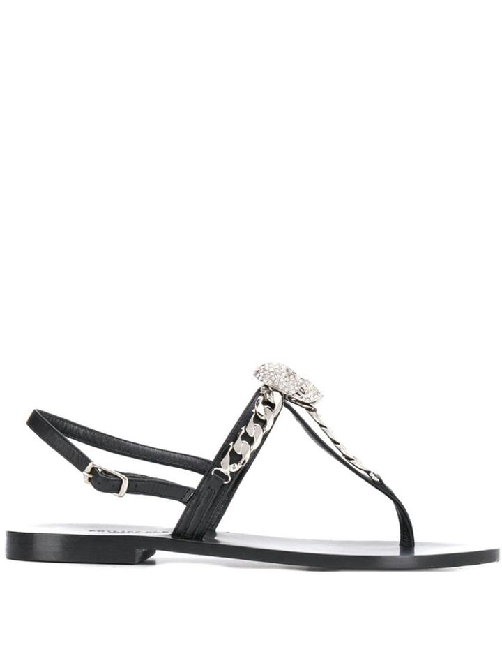 Philipp Plein Skull Flat Sandals - Black