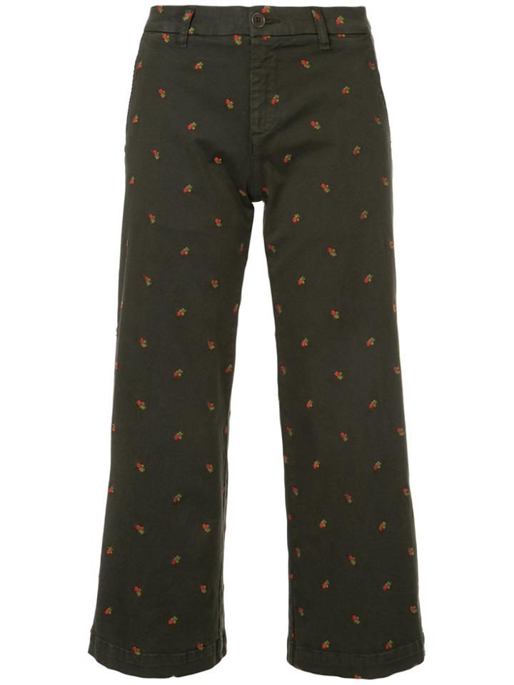 P.a.r.o.s.h. Cropped Embroidered Jeans - Grey