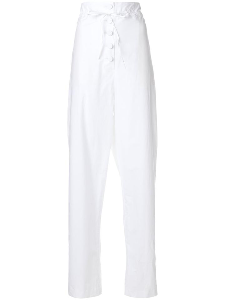 Maison Flaneur Buttoned Military Trousers - White