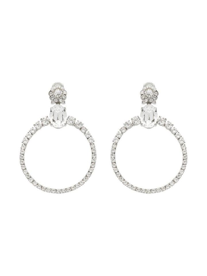 Miu Miu Crystal Circle Earrings - Silver