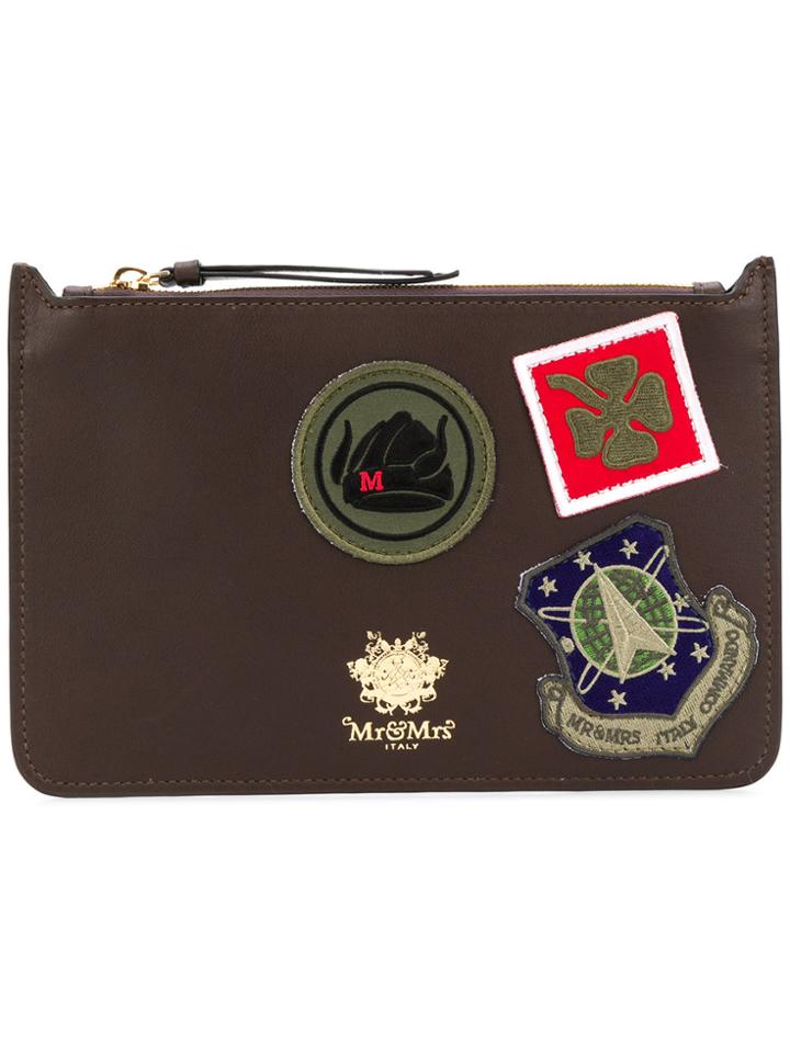 Mr & Mrs Italy Patched Flat Clutch - Brown