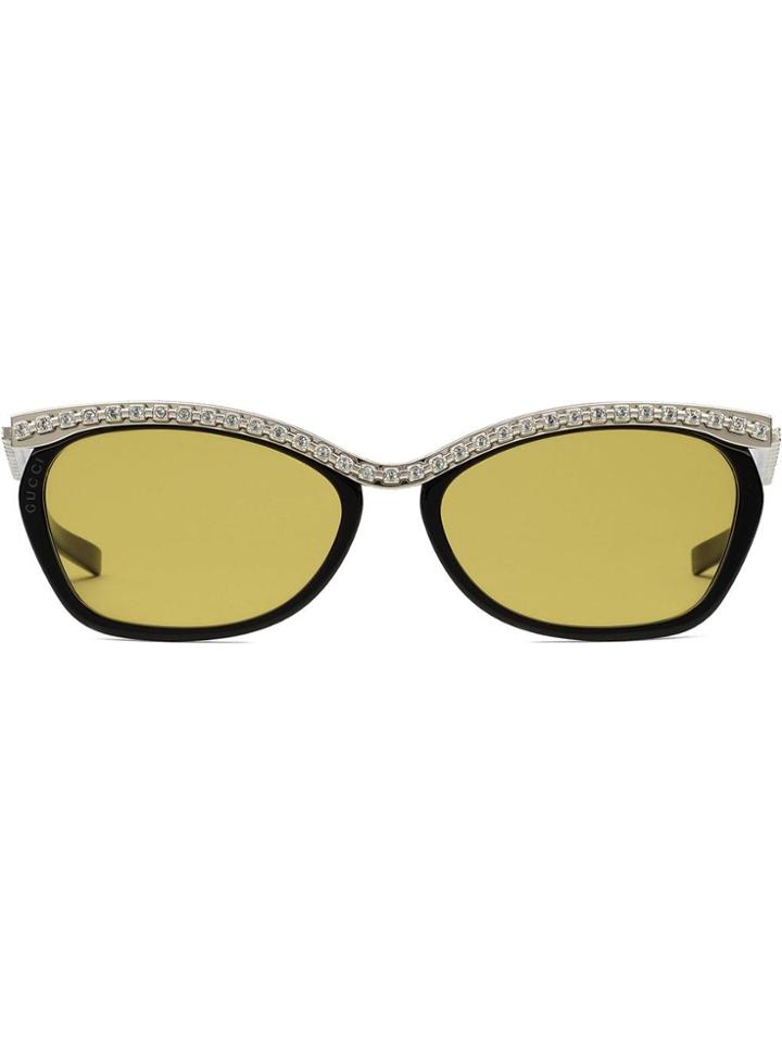 Gucci Eyewear Contrast Embellished Sunglasses - Yellow