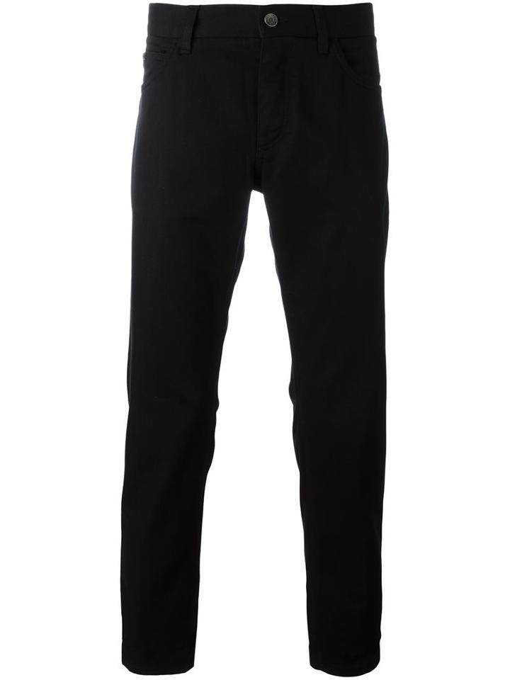 Dolce & Gabbana Crown & Bee Embroidered Jeans, Men's, Size: 48, Black, Cotton/lyocell