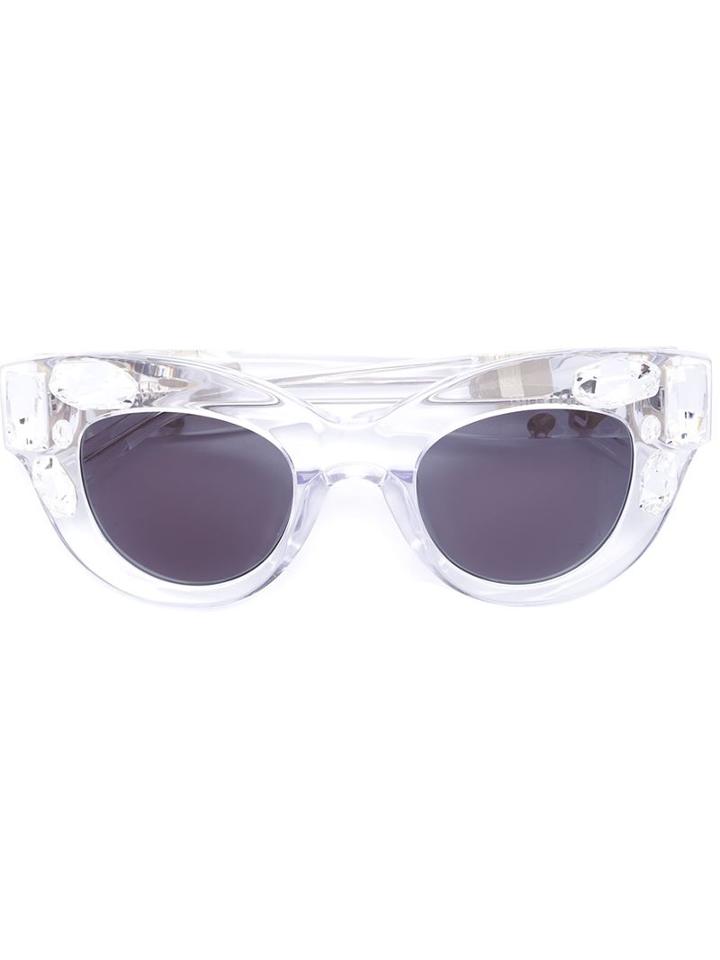 Vera Wang - Embellished Cat Eye Sunglasses - Women - Acetate - One Size, Women's, White, Acetate