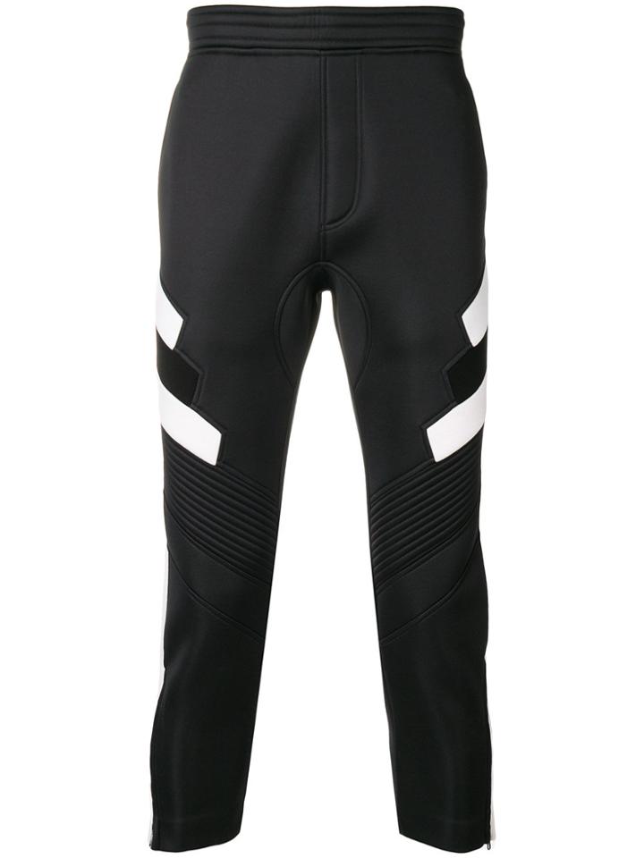 Neil Barrett Panelled Stripe Joggers - Black