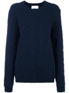 Christian Wijnants Crew Neck Jumper, Women's, Size: Large, Blue, Polyamide/spandex/elastane/cashmere/virgin Wool