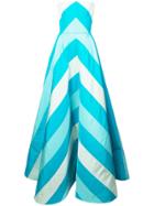 Carolina Herrera Striped Strapless Gown - Blue
