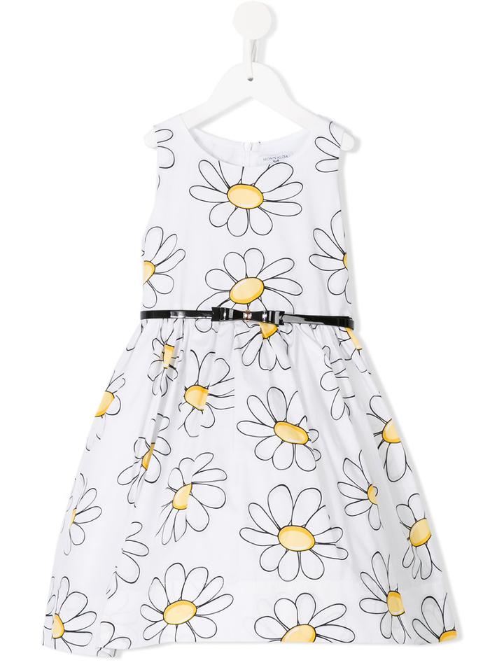 Monnalisa - Daisy Print Dress - Kids - Cotton/polyamide - 9 Yrs, White