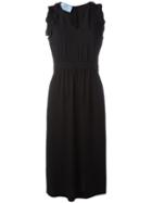 Prada Ruffle Arm Dress, Women's, Size: 38, Black, Acetate/viscose