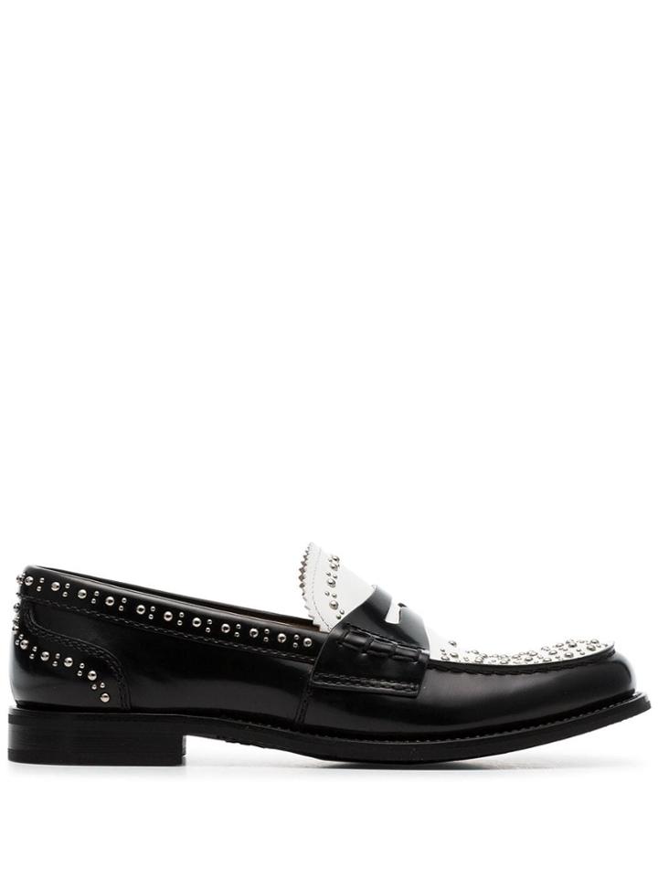 Church's White And Black Pembrey Studded Loafers