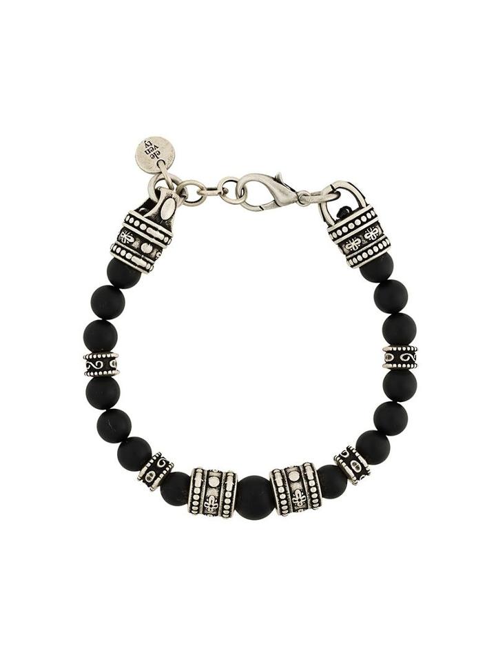 Eleventy Beaded Bracelet, Men's, Size: Medium, Black
