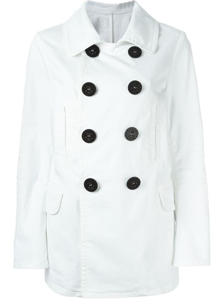 Dsquared2 Double Breasted Coat, Women's, Size: 40, White, Cotton/spandex/elastane/polyester