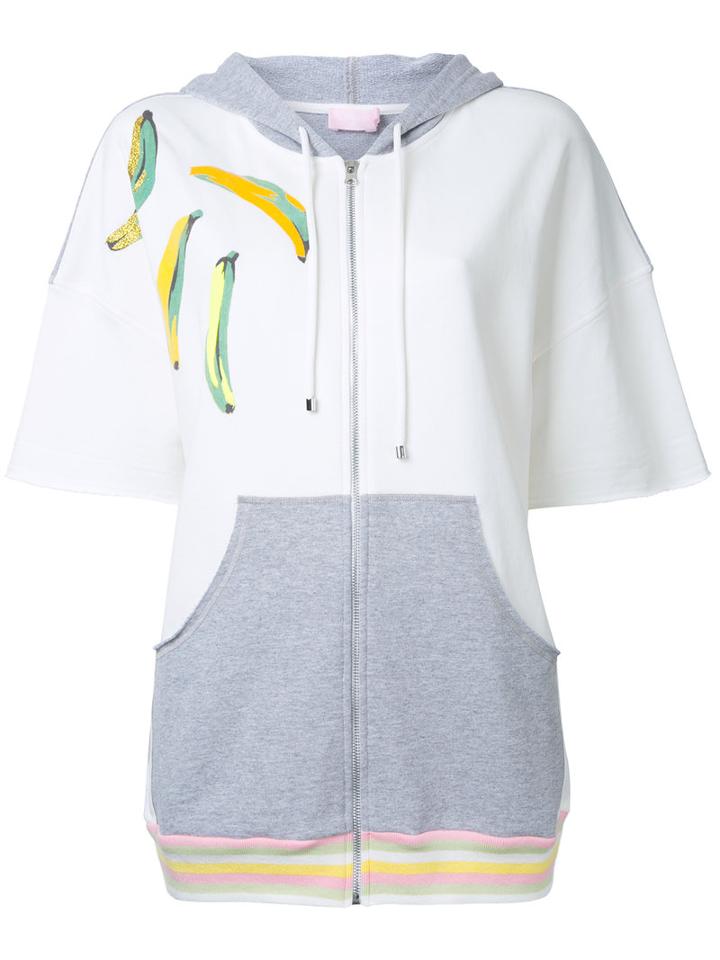 Giamba - Shortsleeved Zipped Hoodie - Women - Cotton - 40, White, Cotton